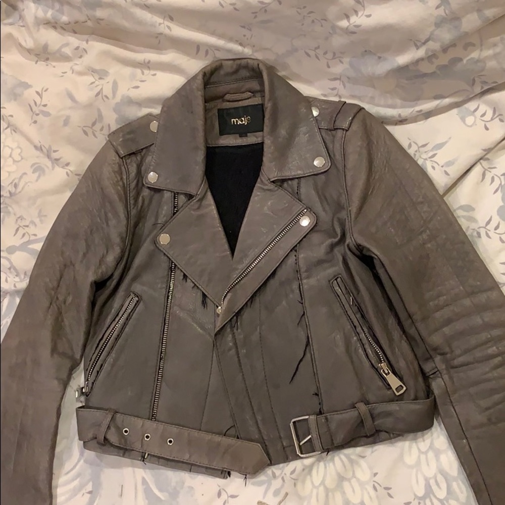 Maje Cropped Leather Jacket